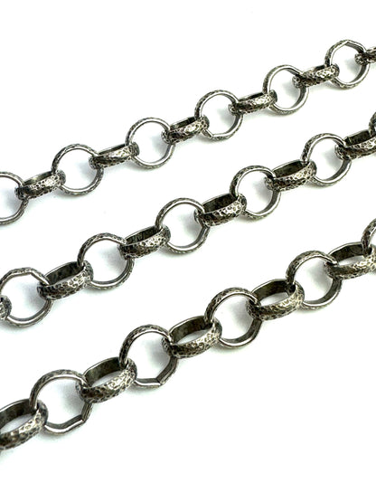 Hammered Rolo (Belcher) Chain, Antiqued Pewter Plated - P038-CH