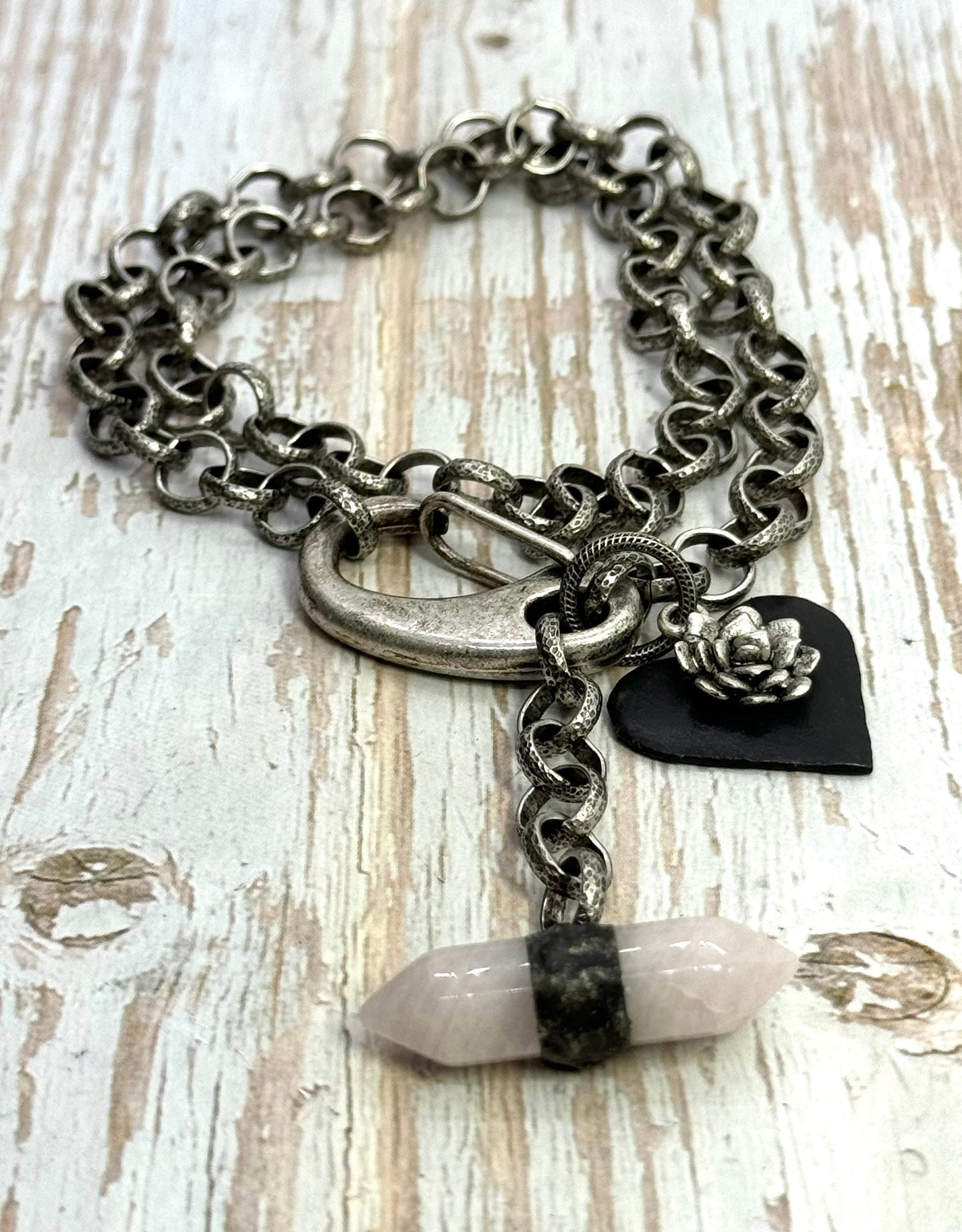 Hammered Rolo (Belcher) Chain, Antiqued Pewter Plated - P038-CH
