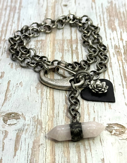 Hammered Rolo (Belcher) Chain, Antiqued Pewter Plated - P038-CH
