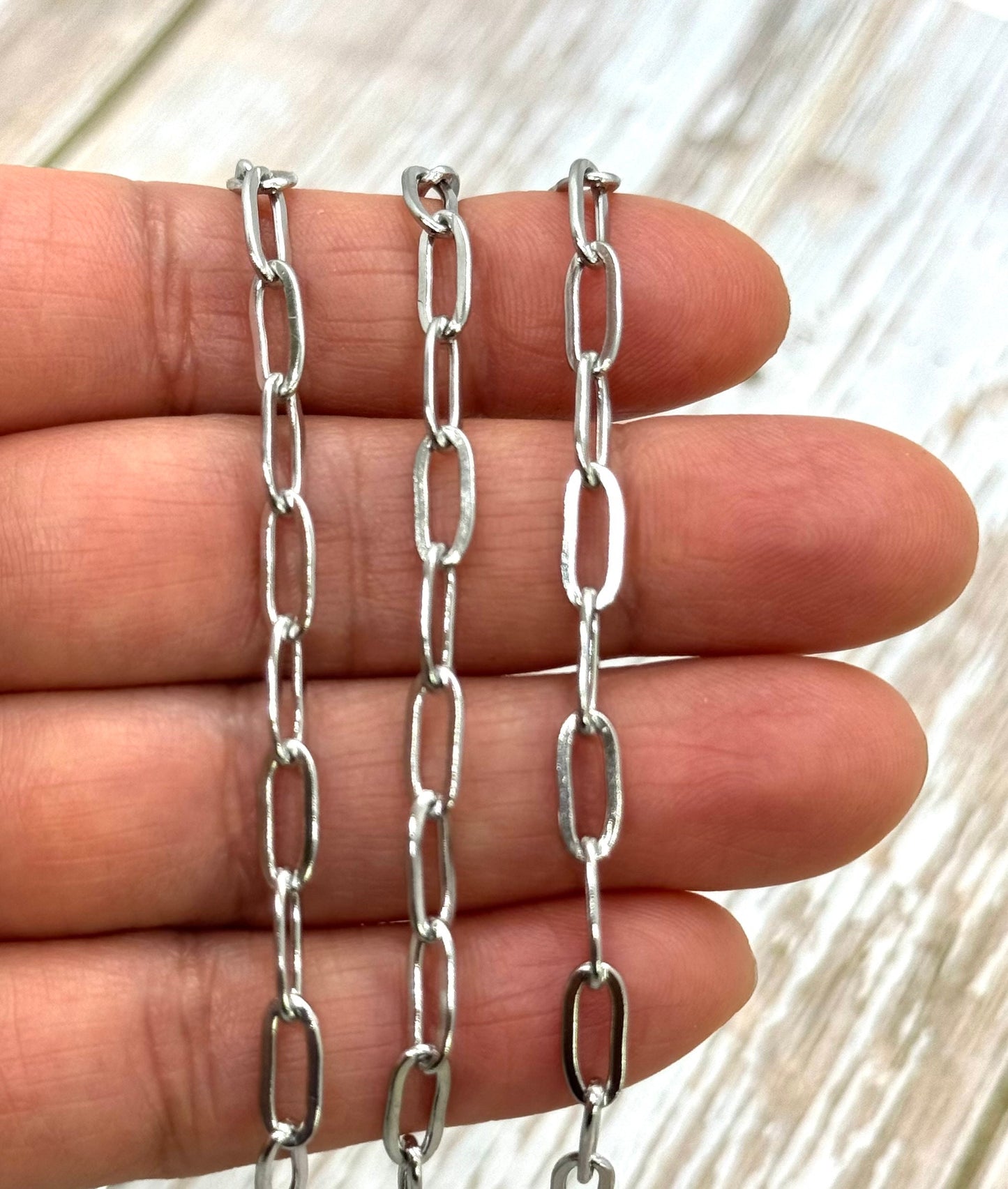 Paperclip Oval Link Chain, Stainless Steel