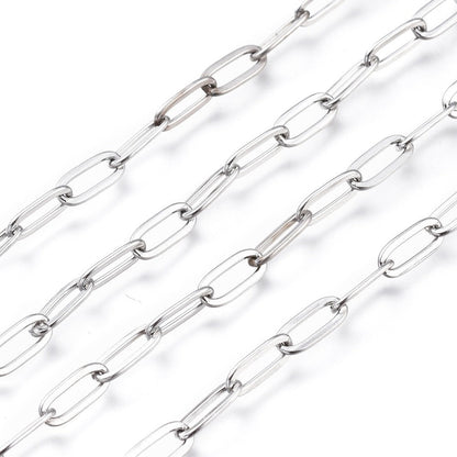 Paperclip Oval Link Chain, Stainless Steel