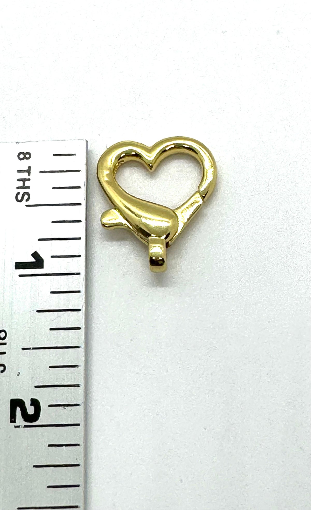 Heart Shaped Lobster Clasps, 1 Inch, Shiny 18k Gold Plated - SY002