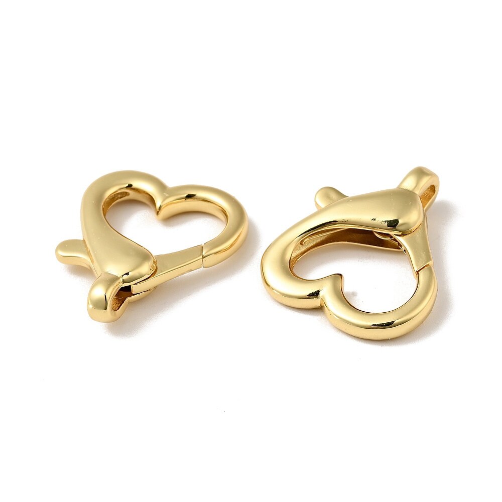 Heart Shaped Lobster Clasps, 1 Inch, Shiny 18k Gold Plated - SY002