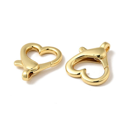 Heart Shaped Lobster Clasps, 1 Inch, Shiny 18k Gold Plated - SY002