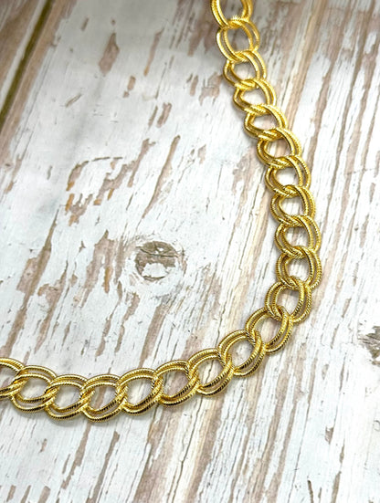 Large 10x11mm Parallel Curb Chain, Shiny 18k Gold Plated