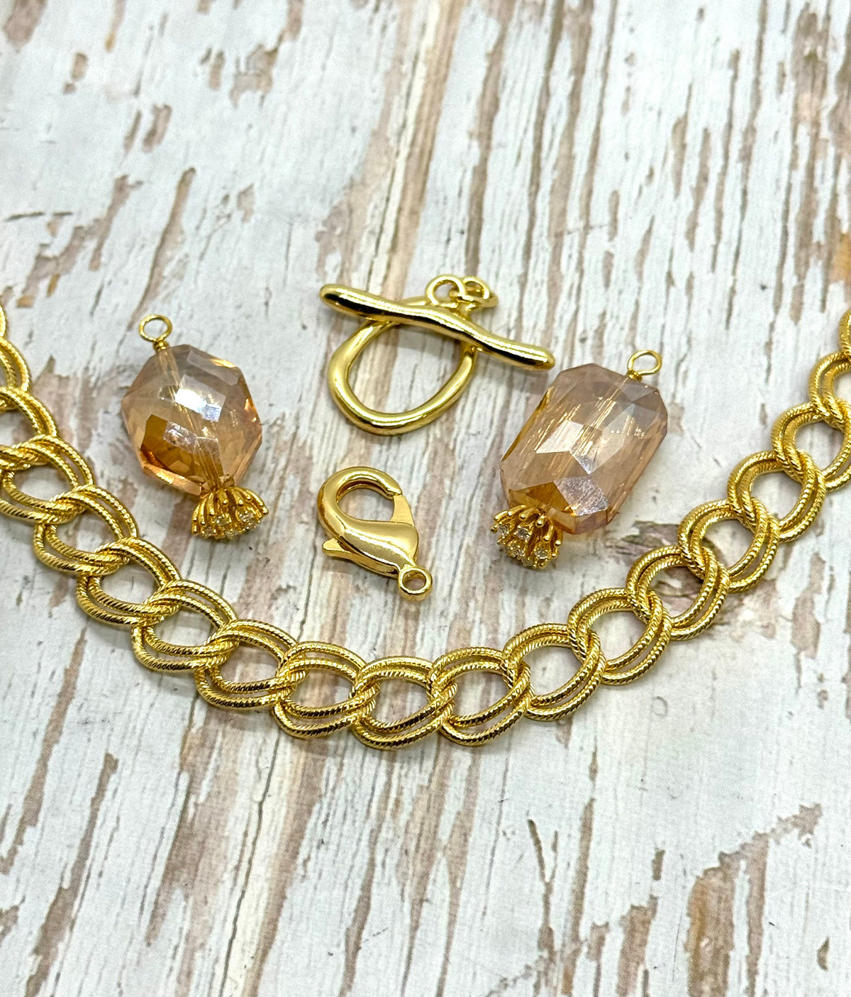 Large 10x11mm Parallel Curb Chain, Shiny 18k Gold Plated