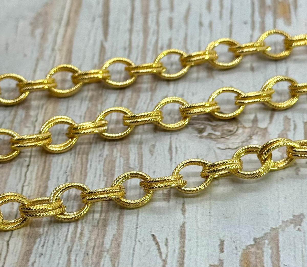 Double Link Cable Chain, Shiny 18k Gold Plated