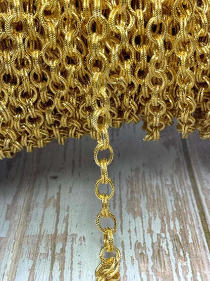 Double Link Cable Chain, Shiny 18k Gold Plated