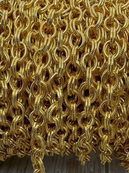 Double Link Cable Chain, Shiny 18k Gold Plated