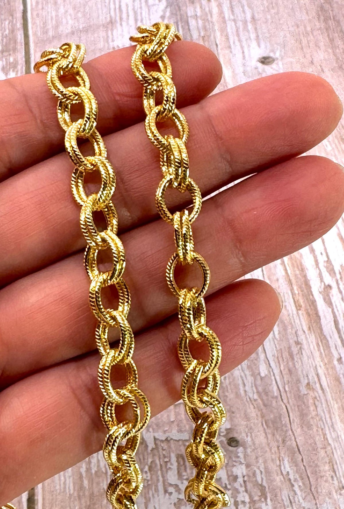 Double Link Cable Chain, Shiny 18k Gold Plated