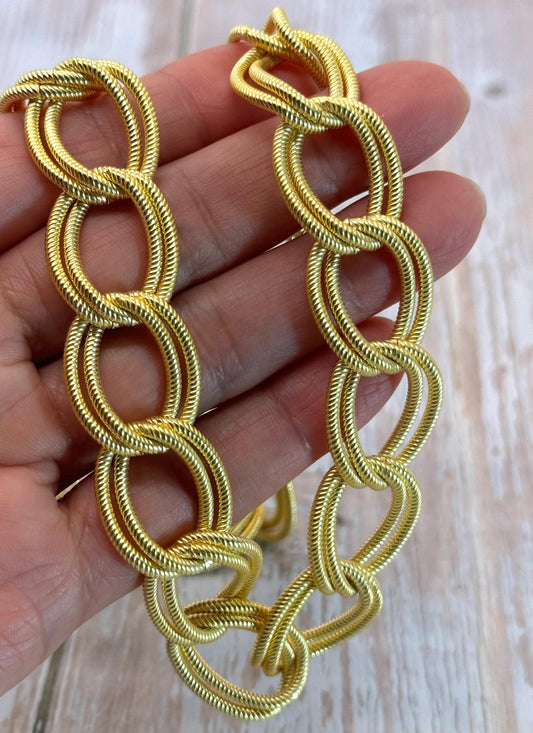 Chunky Double Link Chain, Satin 18k Gold Plated - S066-CH
