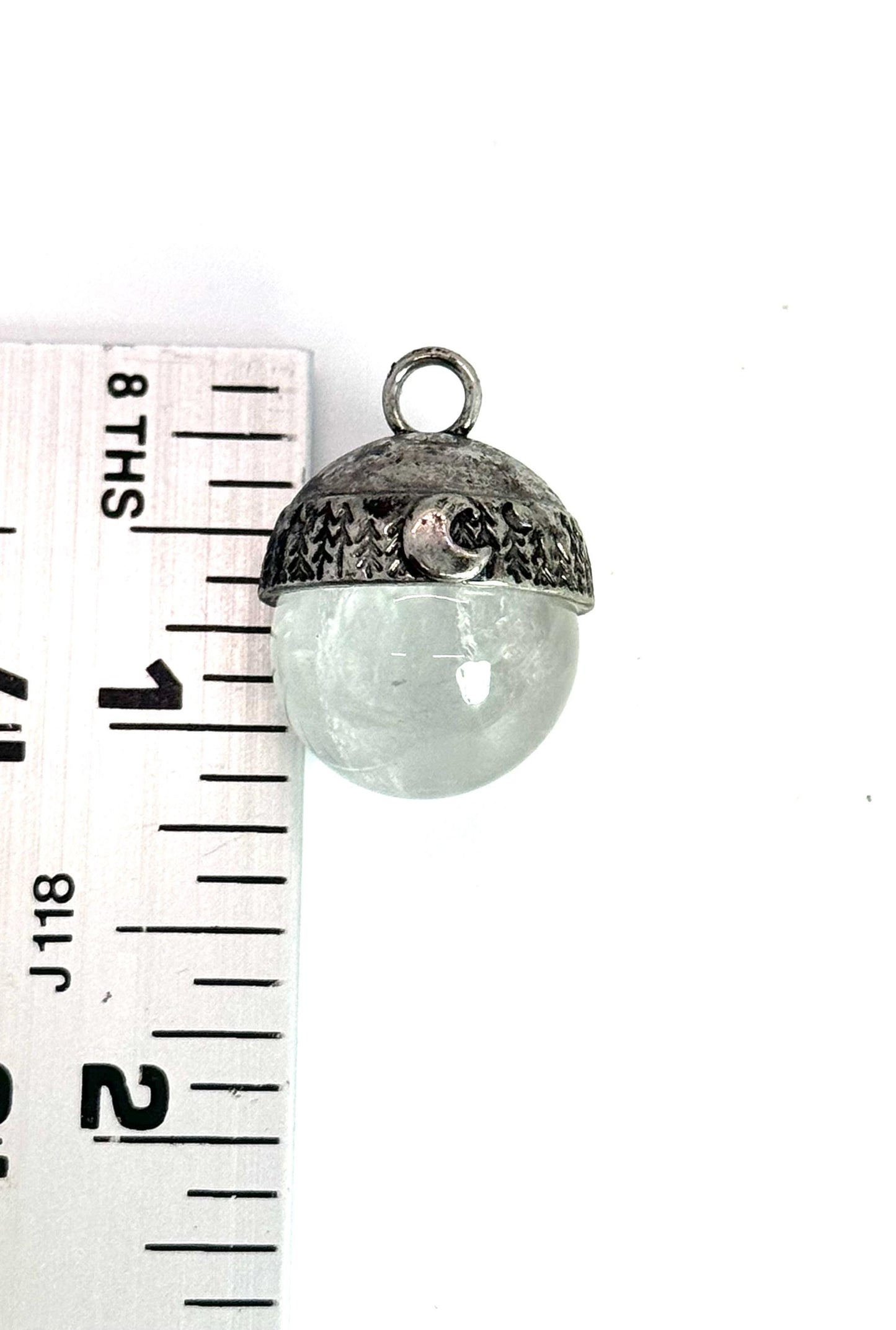 Chunky Antiqued Quartz Crystal Pendant, Stainless Steel - SS028