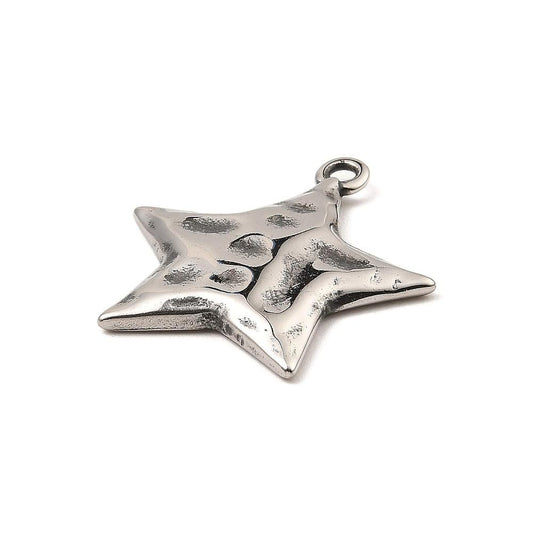Chunky Silver Star Charm,Stainless Steel - SS037