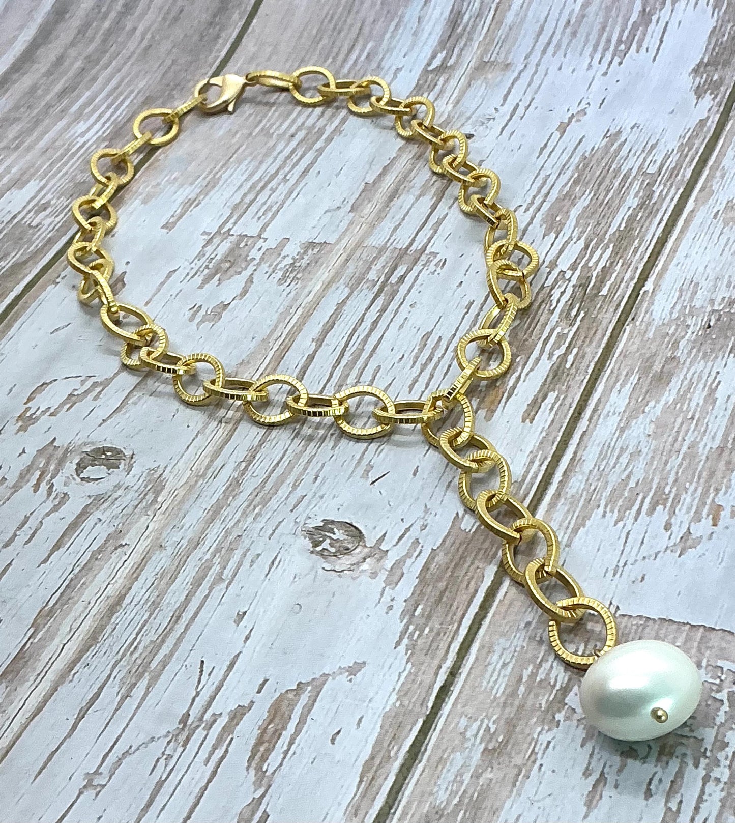 Chunky Large Textured Oval Cable Chain, Satin 18k Gold Plated - S061-CH
