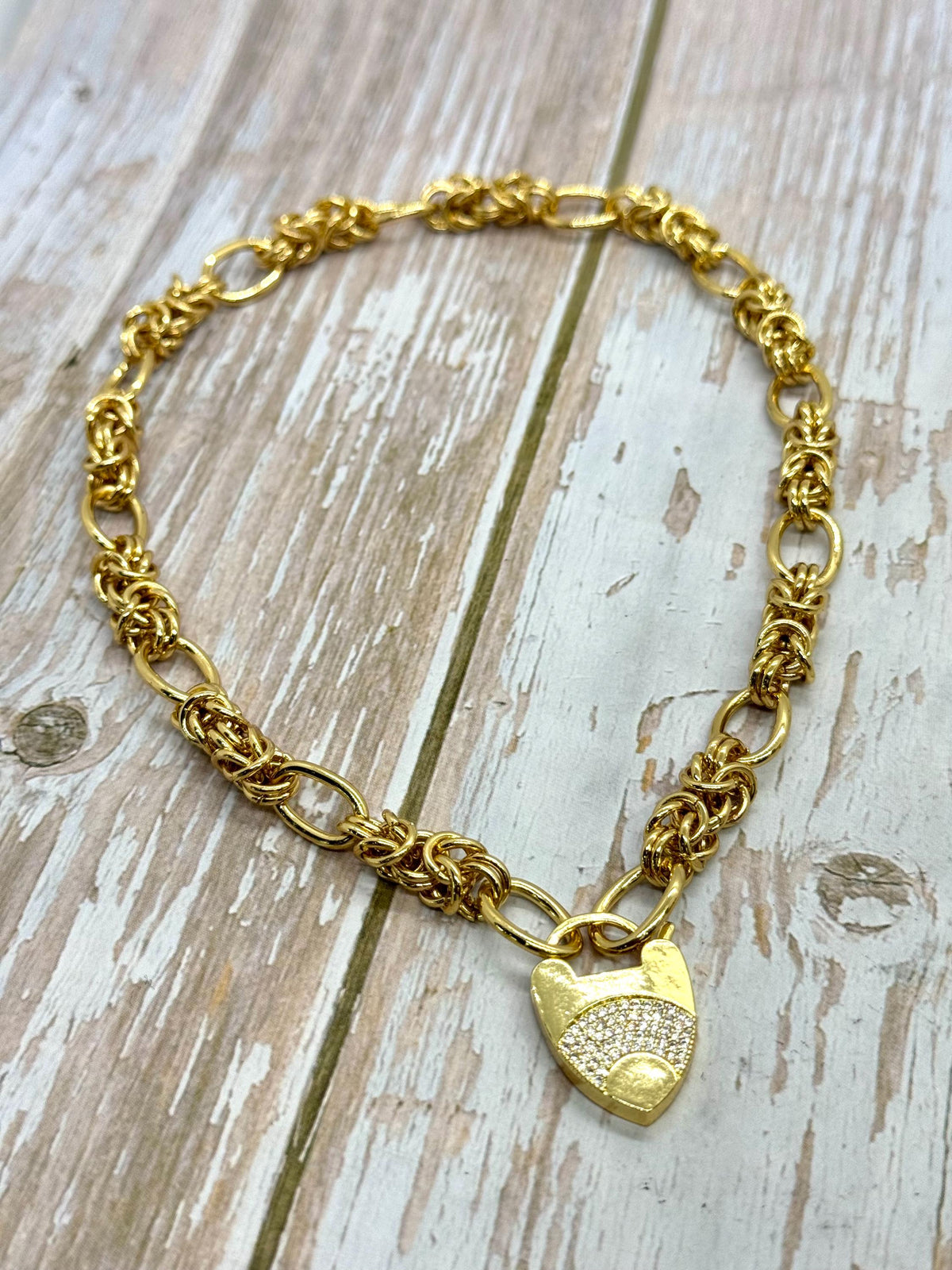 Byzantine Gold Plated Chain, Shiny 18k Gold Plated