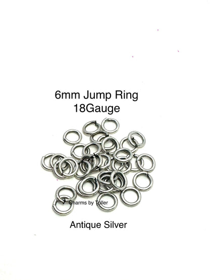 Anneaux de jonction 6 mm, jauge 18, plaqués étain vieilli - P021-JR
