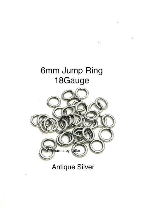 Anillas de salto de 6 mm y calibre 18, chapado en peltre envejecido - P021-JR