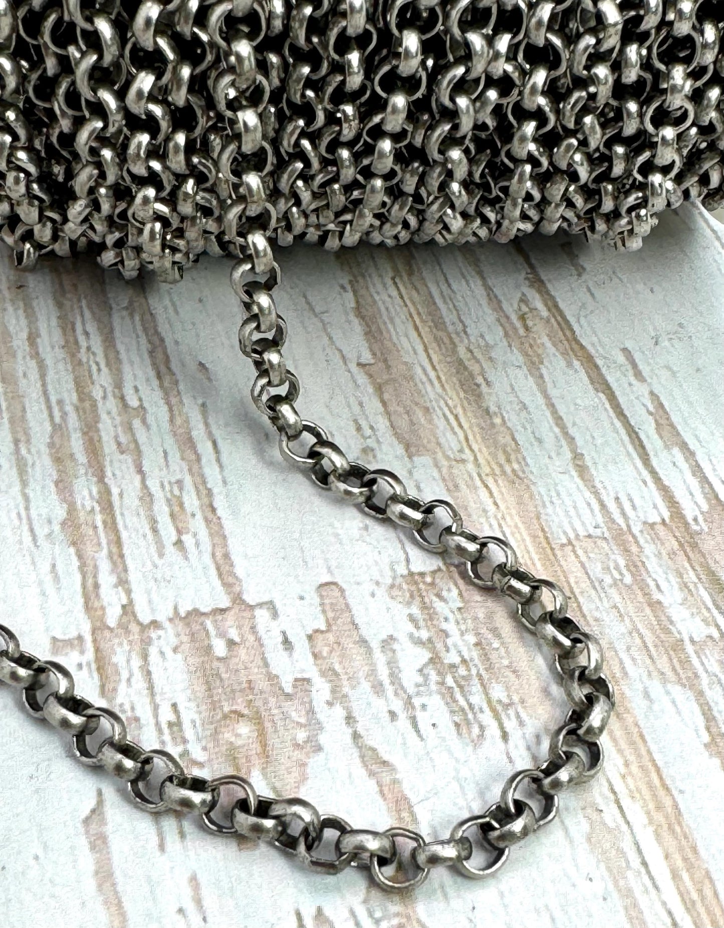 4.5mm Round Rolo Chain, Antiqued Pewter Plated - P048-CH