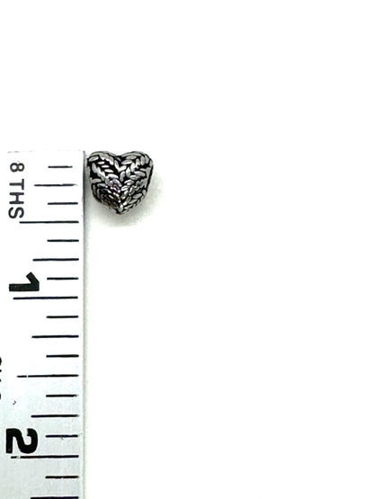 Laureled Heart Shape Spacer Bead, Stainless Steel - SS087