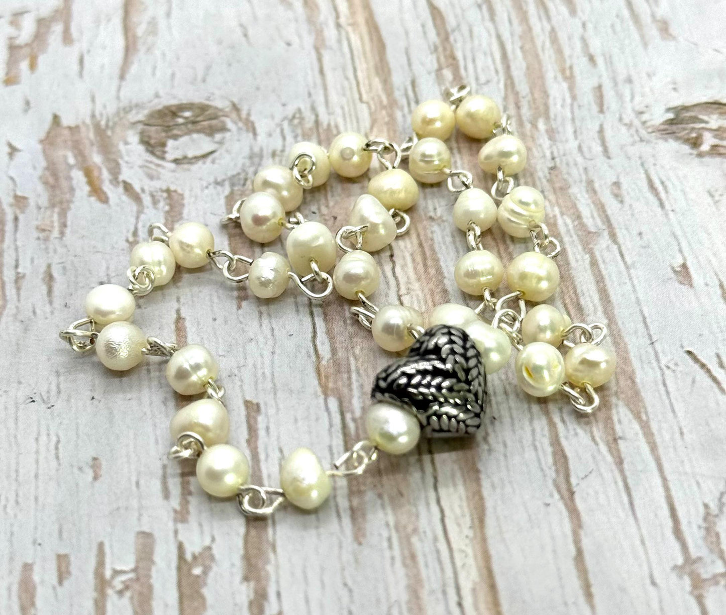 Laureled Heart Shape Spacer Bead, Stainless Steel - SS087