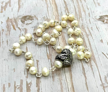Laureled Heart Shape Spacer Bead, Stainless Steel - SS087