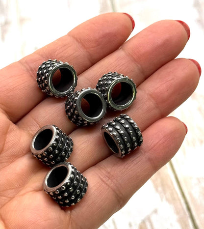 Large Polka Dot Hole Bead, Stainless Steel - SS056