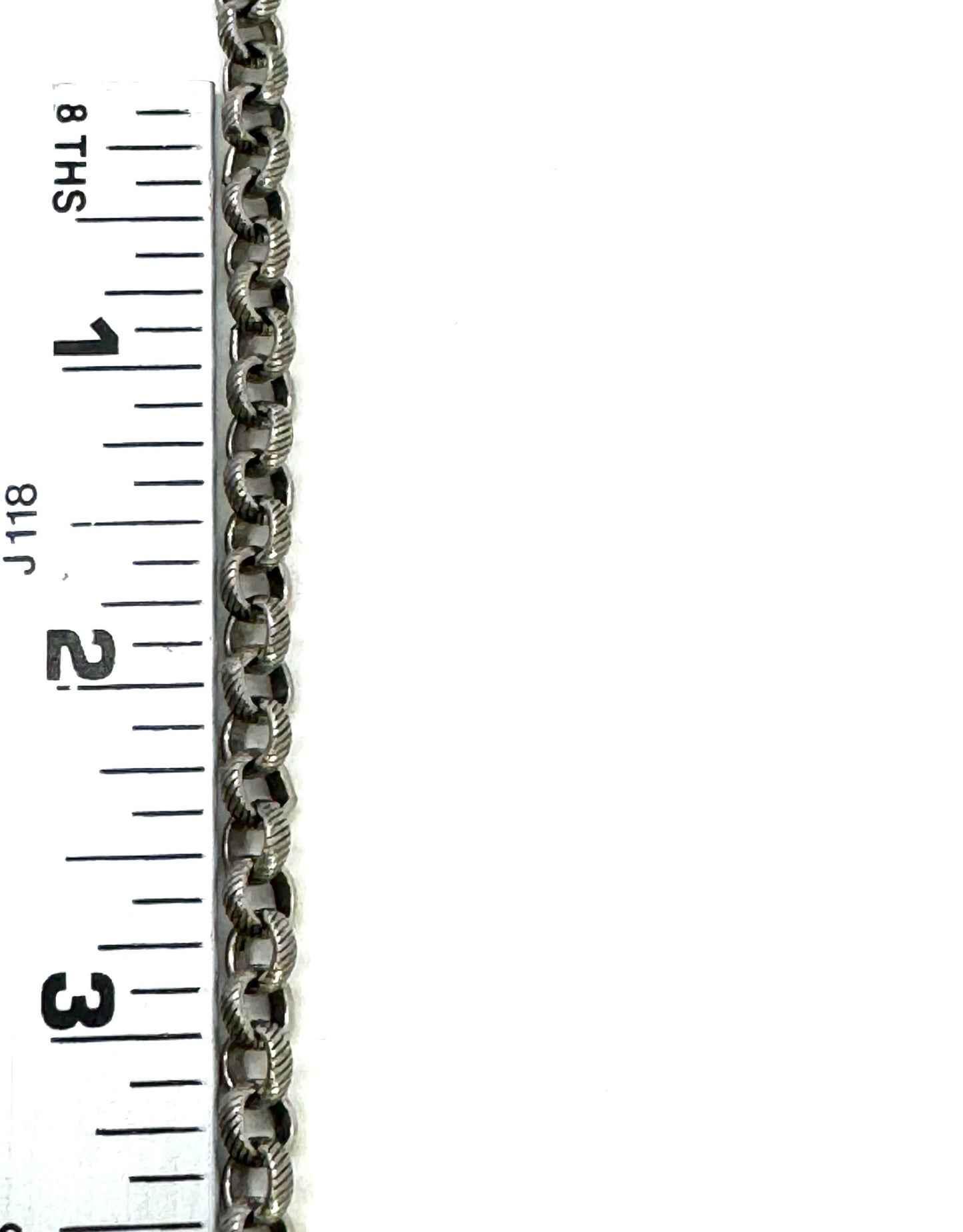 Chaîne Rolo texturée, plaquée étain vieilli - P031-CH