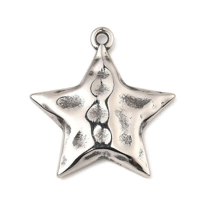 Chunky Silver Star Charm,Stainless Steel - SS037