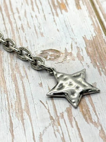 Chunky Silver Star Charm,Stainless Steel - SS037