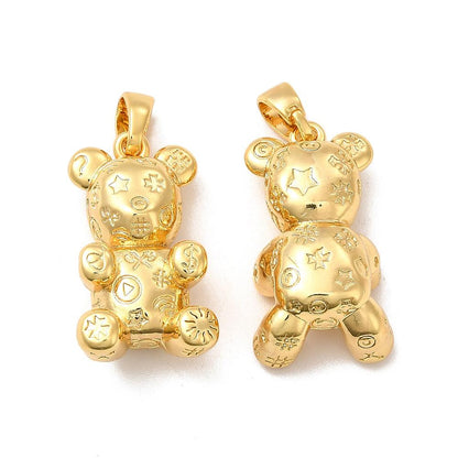 Patchwork Bear Charm in Gold or Silver, Shiny 18k Gold Plated- SY028/SY029