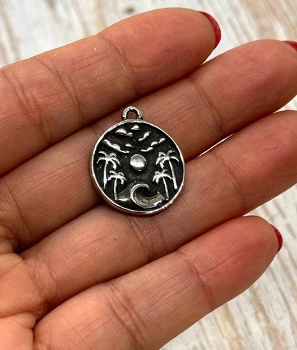 Beach Scenery Charm, Stainless Steel - SS048