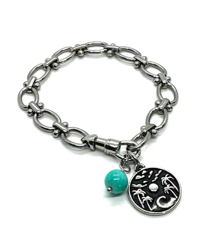 Beach Scenery Charm, Stainless Steel - SS048