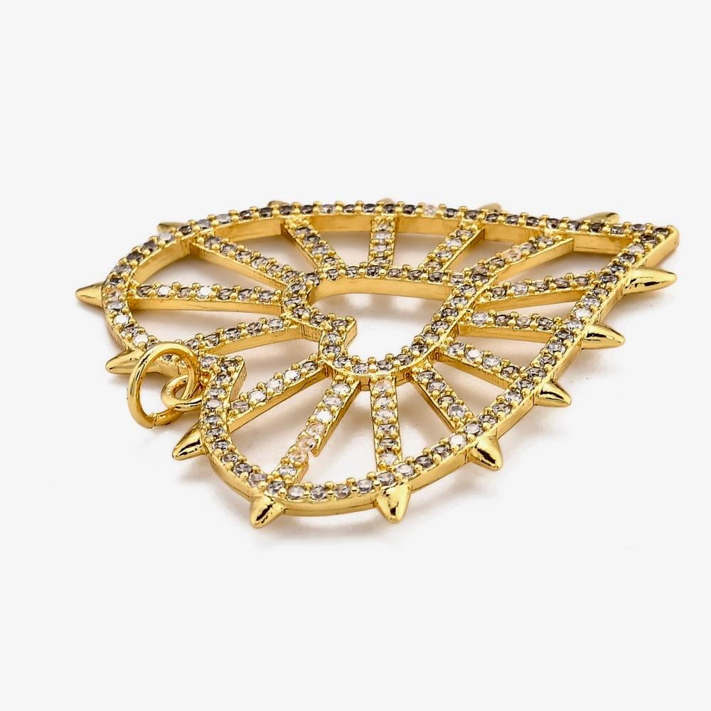 Sparkly Micro Pave Heart Pendant, Shiny 18k Gold Plated - SY070