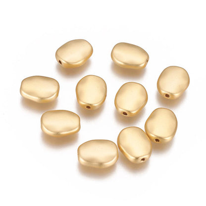 Perles rectangulaires de 11 mm (lot de 2), plaqué or 18 carats satiné - ST614