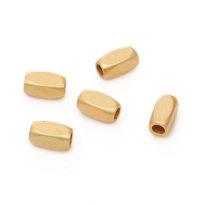 6x3mm Tube Beads (Set of 10), Satin 18k Gold Plated - ST615