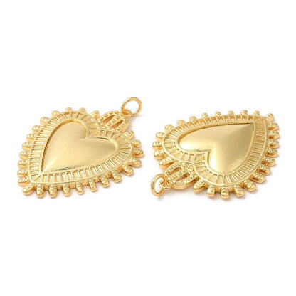 Spiky Heart Charm, Shiny 18k Gold Plated - SY048