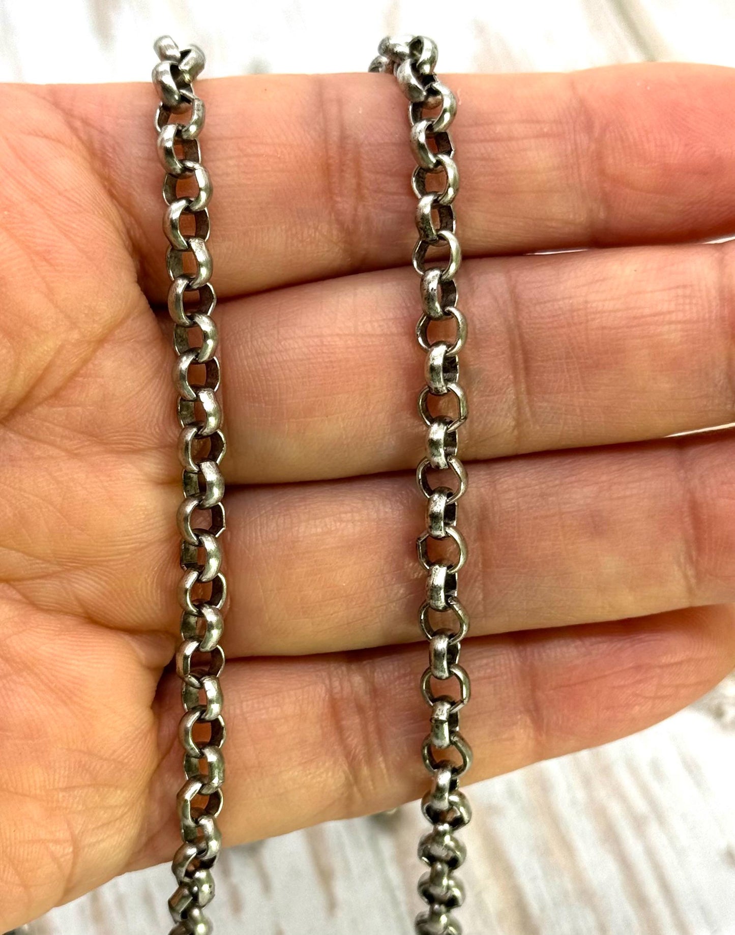 4.5mm Round Rolo Chain, Antiqued Pewter Plated - P048-CH