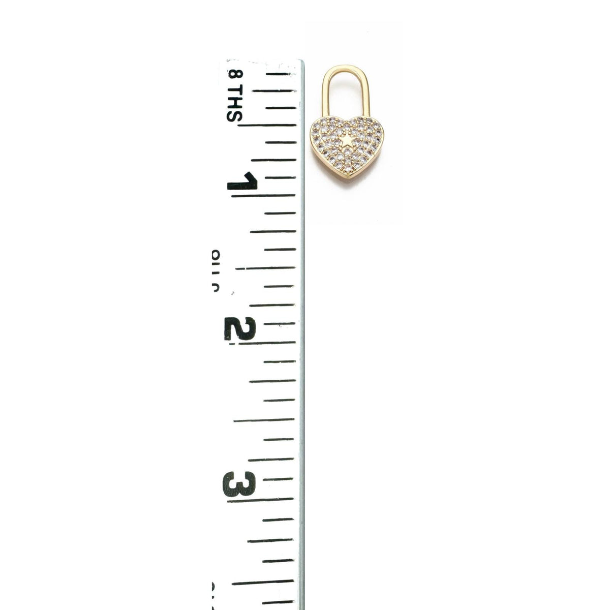 Small Heart Lock Micro Pave Pendant, 18k Gold Plated Clear Cubic Zirconia - SY071