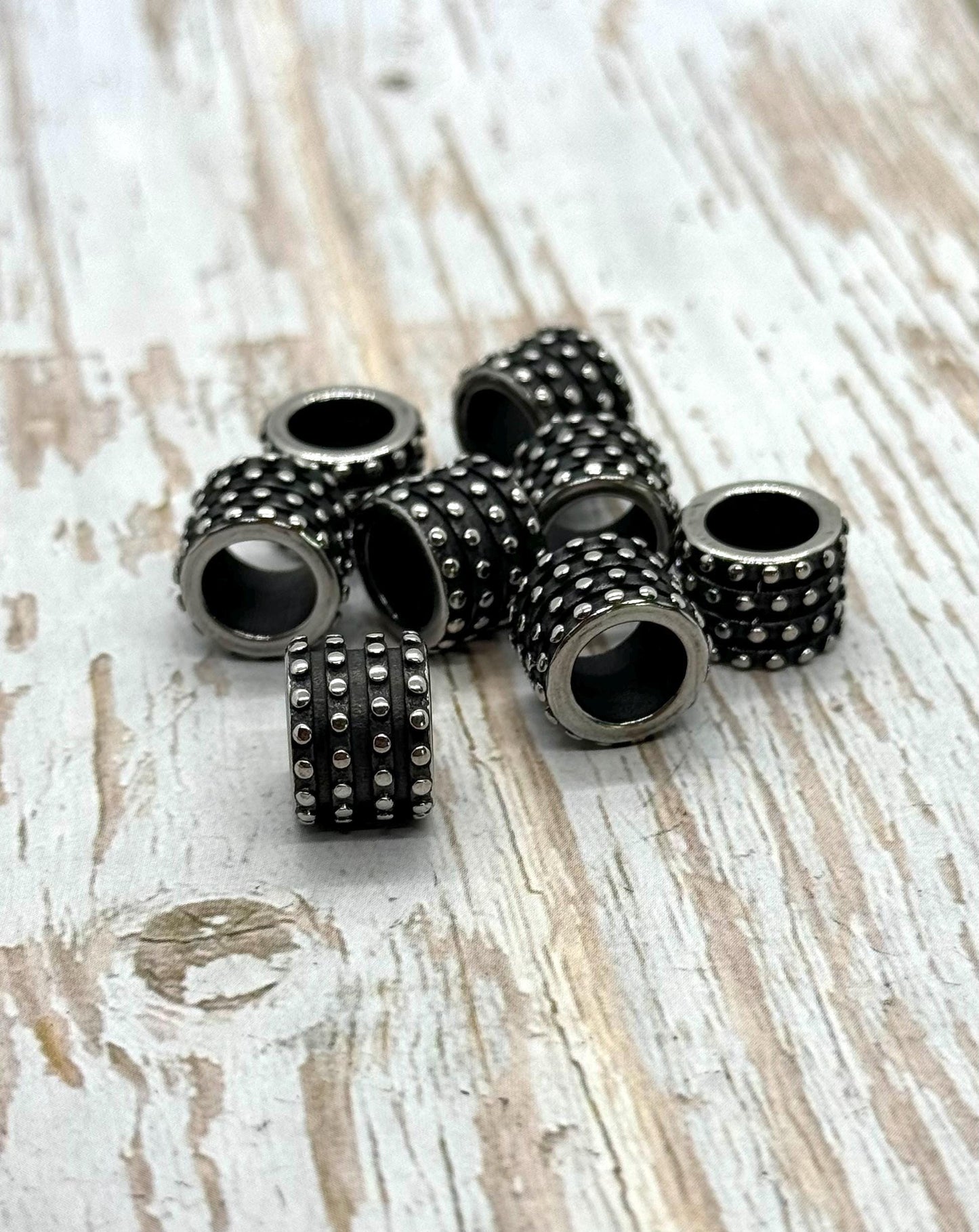 Large Polka Dot Hole Bead, Stainless Steel - SS056