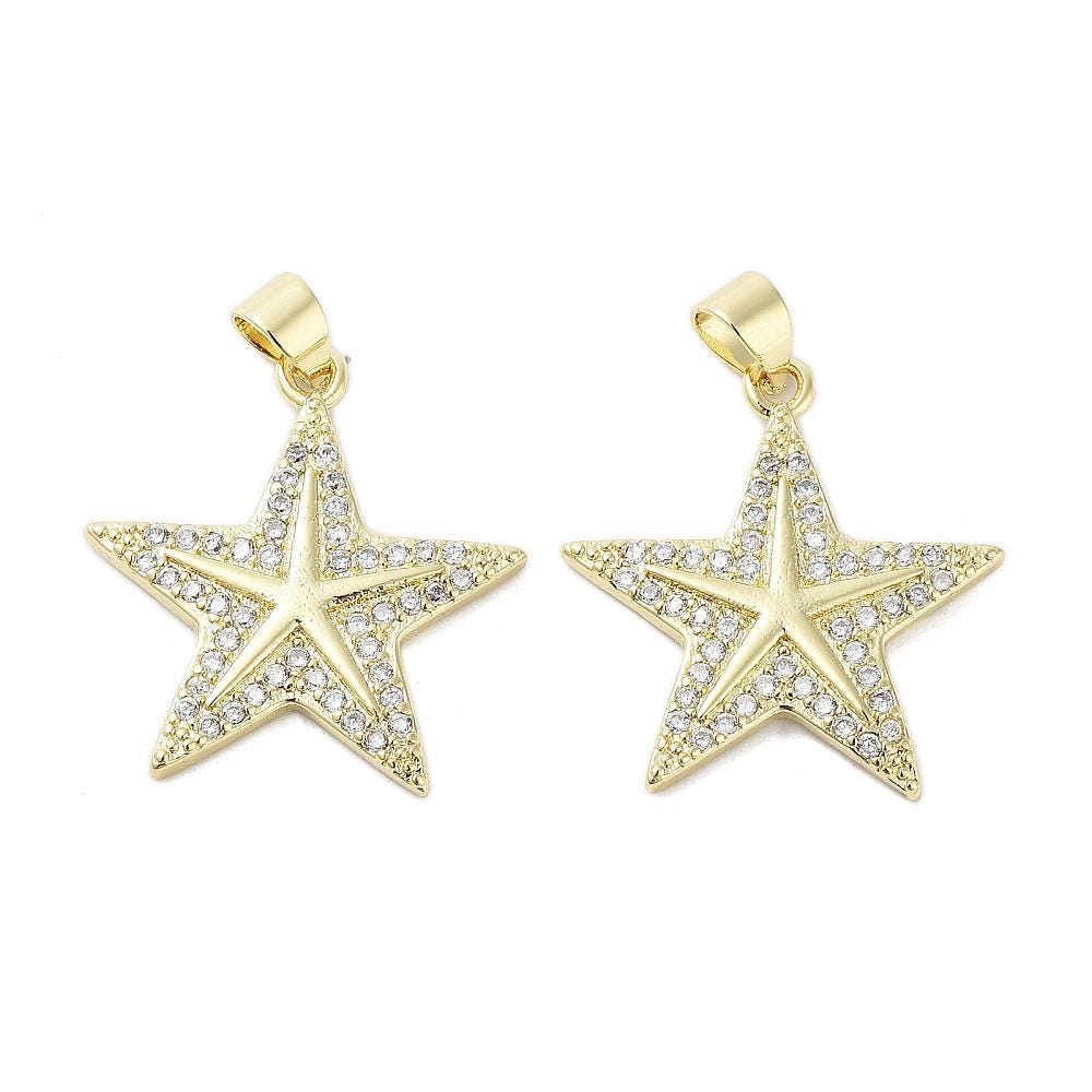 Micro Pave Star Charm, Shiny 18k Gold Plated - SY007