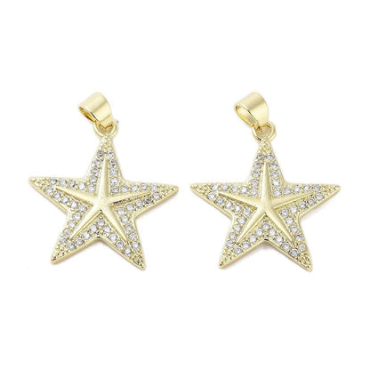 Micro Pave Star Charm, Shiny 18k Gold Plated - SY007