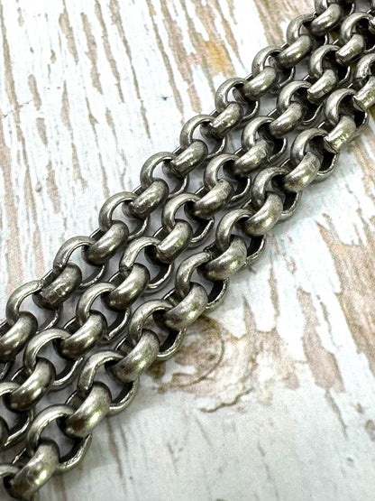 Strong Round Rolo Chain, Antiqued Pewter Plated - PT030-CH