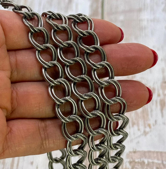 Large Chunky Curb Chain, Antiqued Pewter Plated - P001-CH