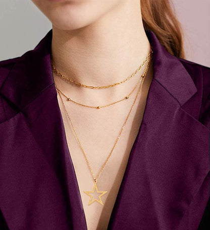 Glittering Star Pendant, Shiny 18k Gold Plated - SY010