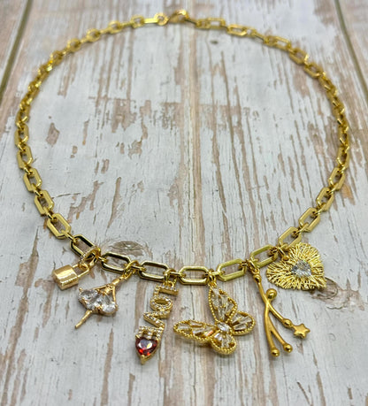 Long Link Cable Chain, Shiny 18k Gold Plated