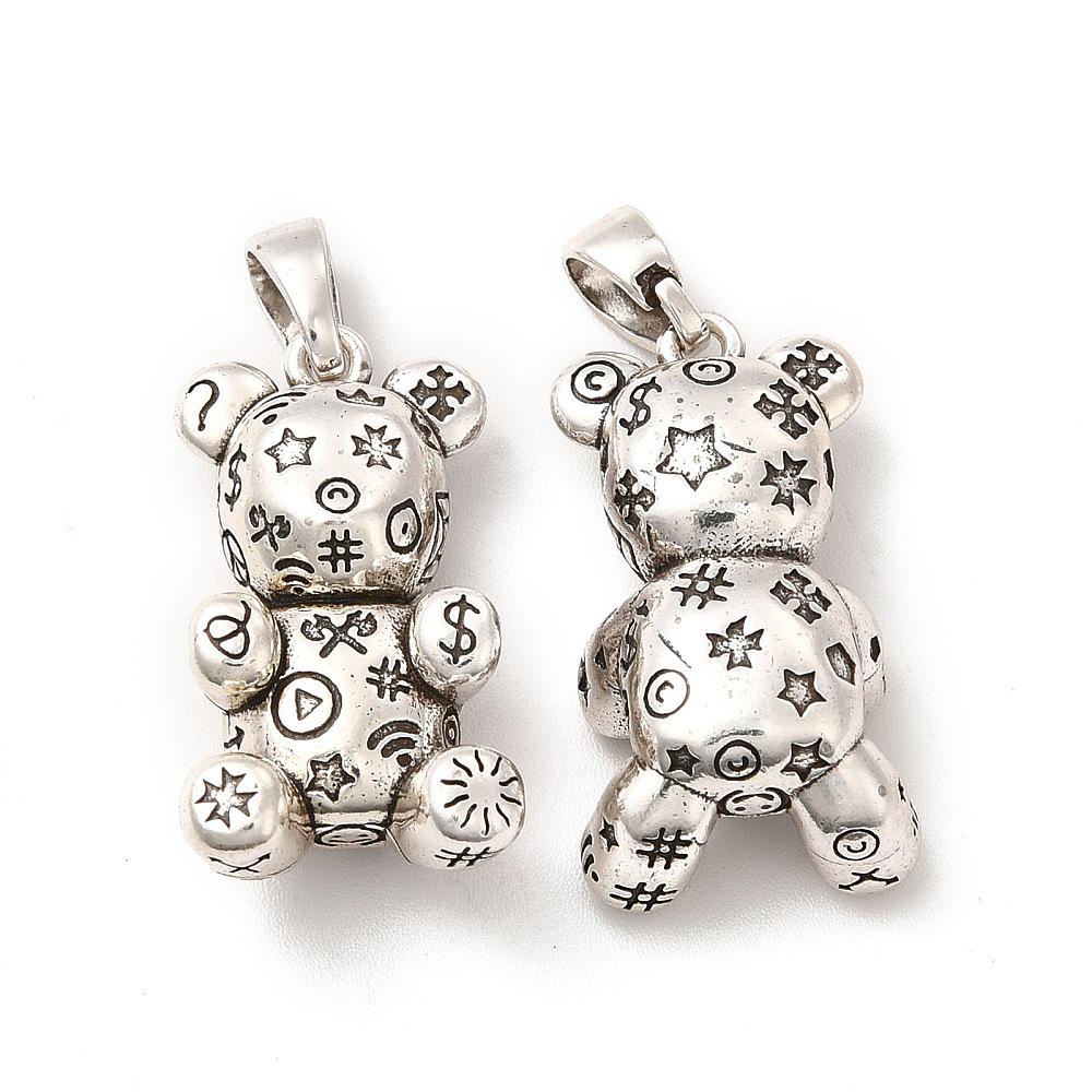 Patchwork Bear Charm in Gold or Silver, Shiny 18k Gold Plated- SY028/SY029