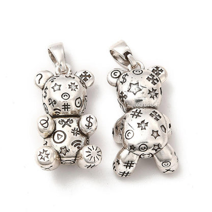 Patchwork Bear Charm in Gold or Silver, Shiny 18k Gold Plated- SY028/SY029