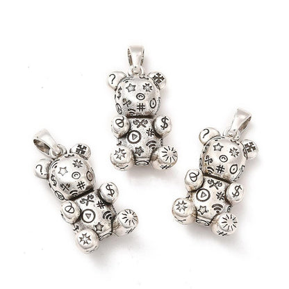Patchwork Bear Charm in Gold or Silver, Shiny 18k Gold Plated- SY028/SY029