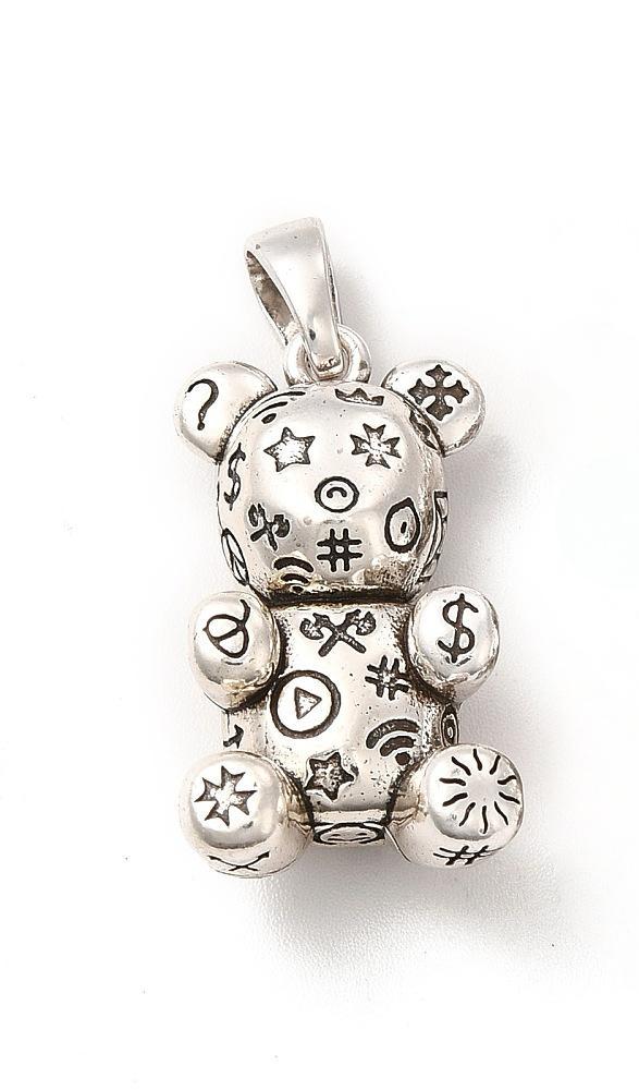 Patchwork Bear Charm in Gold or Silver, Shiny 18k Gold Plated- SY028/SY029