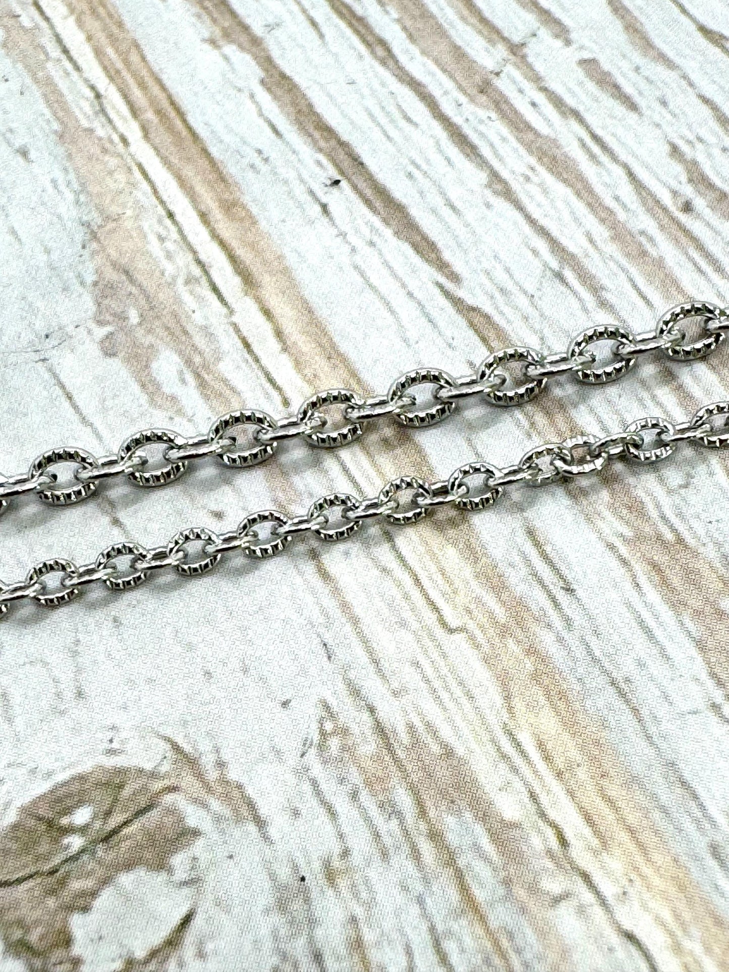 Dainty Textured Cable Chain, Stainless Steel